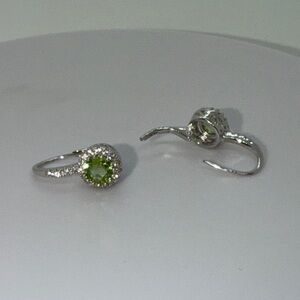 Peridot and white zircon diamond earrings